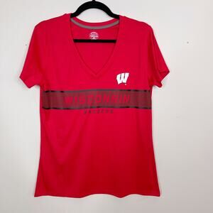 Rivalry Threads University of Wisconsin Badgers Tee Red Womens Large L VNeck Top